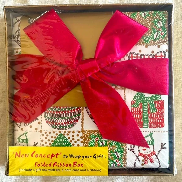 Christmas Gift Box Set - Includes Gift Box With Kid, Note Card & Ribbon - Picture 1 of 6